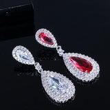 CWWZircons CZ Stone Water Drop Long Royal Earrings