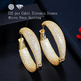 CZ Hoop Earrings Micro Pave Round Big Plated Dubai Bridal Jewelry
