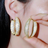 CZ Hoop Earrings Micro Pave Round Big Plated Dubai Bridal Jewelry