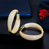 CZ Hoop Earrings Micro Pave Round Big Plated Dubai Bridal Jewelry