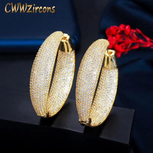 CZ Hoop Earrings Micro Pave Round Big Plated Dubai Bridal Jewelry