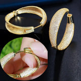 CZ Hoop Earrings Micro Pave Round Big Plated Dubai Bridal Jewelry