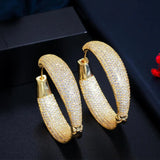 CZ Hoop Earrings Micro Pave Round Big Plated Dubai Bridal Jewelry