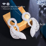 CWWZircons Round Cubic Zirconia Dangly Earrings CZ526