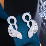 CWWZircons Round Cubic Zirconia Dangly Earrings CZ526