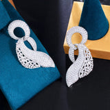 CWWZircons Round Cubic Zirconia Dangly Earrings CZ526