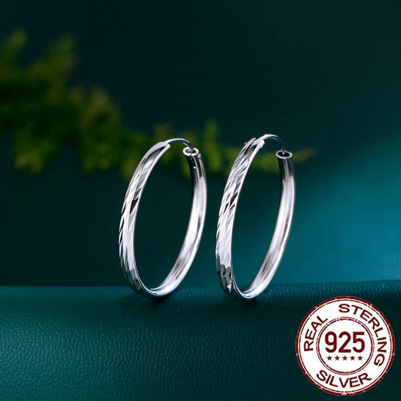 CWWZircons Sterling Silver Big Circle Hoop Earring SE062