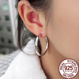 CWWZircons Sterling Silver Big Circle Hoop Earring SE062