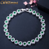 Green Crystal Warp Bracelet Chain Link Women Wedding Party