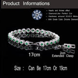 Green Crystal Warp Bracelet Chain Link Women Wedding Party