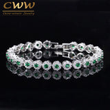 Green Crystal Warp Bracelet Chain Link Women Wedding Party