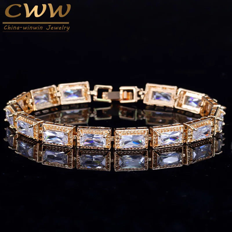 CWWZircons Yellow CZ Stones Wrap Bracelets For Women