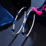 CWWZircons C Shape Silver Plated Cubic Zircon Royal Crystal Earrings