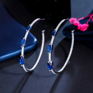 CWWZircons C Shape Silver Plated Cubic Zircon Royal Crystal Earrings