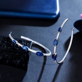 CWWZircons C Shape Silver Plated Cubic Zircon Royal Crystal Earrings
