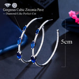 CWWZircons C Shape Silver Plated Cubic Zircon Royal Crystal Earrings