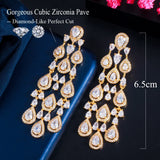 CWWZircons Clear Water Drop CZ Women Long Tassel Earring CZ816