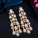 CWWZircons Clear Water Drop CZ Women Long Tassel Earring CZ816