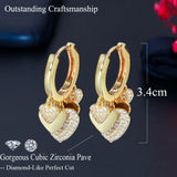 CZ Heart Tassel Dangle Hoop Earrings Bohemian Jewelry