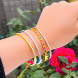 CZ Open Cuff Bangle Micro Pave Thin Bracelet BG055
