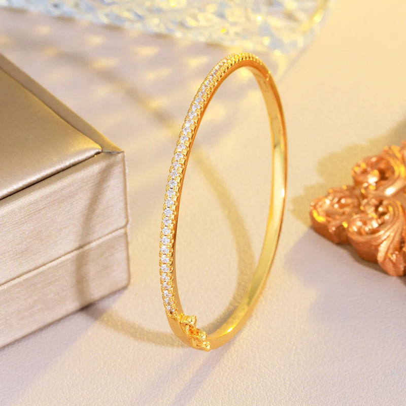 CZ Open Cuff Bangle Micro Pave Thin Bracelet BG055