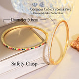 CZ Open Cuff Bangle Micro Pave Thin Bracelet BG055
