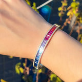 Rainbow CZ Open Cuff Bangle Brazilian Plated Jewelry