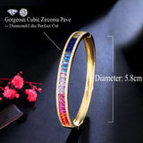 Rainbow CZ Open Cuff Bangle Brazilian Plated Jewelry