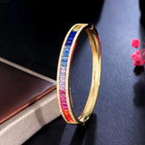 Rainbow CZ Open Cuff Bangle Brazilian Plated Jewelry