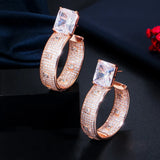 CZ Pave Circle Round 585 Rose Plated Big Hoop Earring CZ721