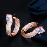 CZ Pave Circle Round 585 Rose Plated Big Hoop Earring CZ721