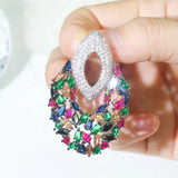 CWWZircons CZ Long Drop Big Party Earrings for Women CZ742