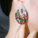CWWZircons CZ Long Drop Big Party Earrings for Women CZ742