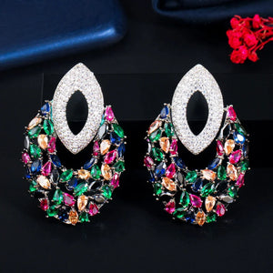 CWWZircons CZ Long Drop Big Party Earrings for Women CZ742