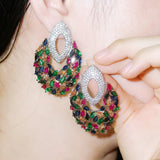 CWWZircons CZ Long Drop Big Party Earrings for Women CZ742