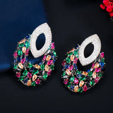 CWWZircons CZ Long Drop Big Party Earrings for Women CZ742