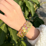 CWWZircons Purple Pink CZ Crystal Bracelet Matte Dubai Plated CB305