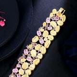 CWWZircons Purple Pink CZ Crystal Bracelet Matte Dubai Plated CB305