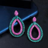 CWWZircons Round Drop Red CZ Stone Dangle Earrings CZ702