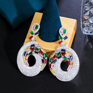 CWWZircons African Cubic Zirconia Long Brides Earrings for Wedding