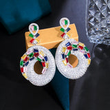 CWWZircons African Cubic Zirconia Long Brides Earrings for Wedding
