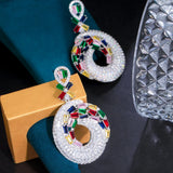 CWWZircons African Cubic Zirconia Long Brides Earrings for Wedding