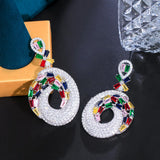 CWWZircons African Cubic Zirconia Long Brides Earrings for Wedding