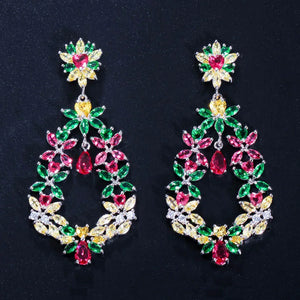 CWWZircons Vintage Large CZ Flower Drop Earrings