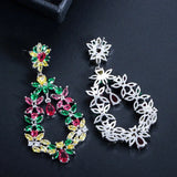 CWWZircons Vintage Large CZ Flower Drop Earrings
