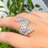 CZ Wrap Around Finger Ring Silver Women Party Wedding Banquet R225