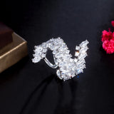 CZ Wrap Around Finger Ring Silver Women Party Wedding Banquet R225