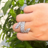 CZ Wrap Around Finger Ring Silver Women Party Wedding Banquet R225