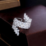 CZ Wrap Around Finger Ring Silver Women Party Wedding Banquet R225