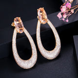 Yellow CZ Long Round Drop Earrings CZ583